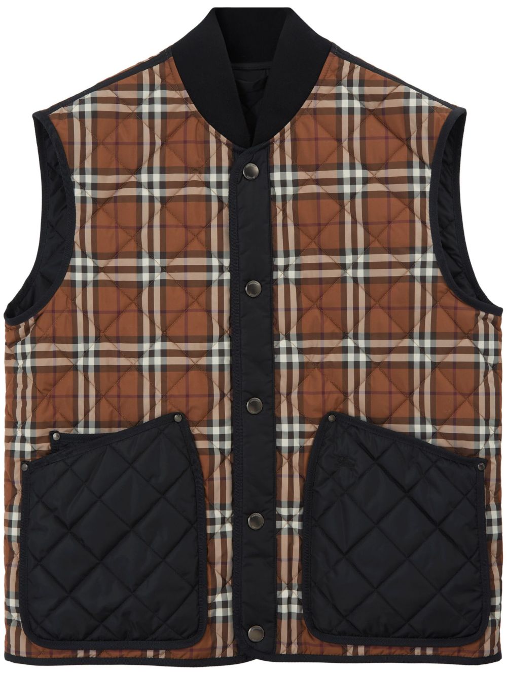 Burberry Vintage 格纹印花拼接马甲 - 黑色
