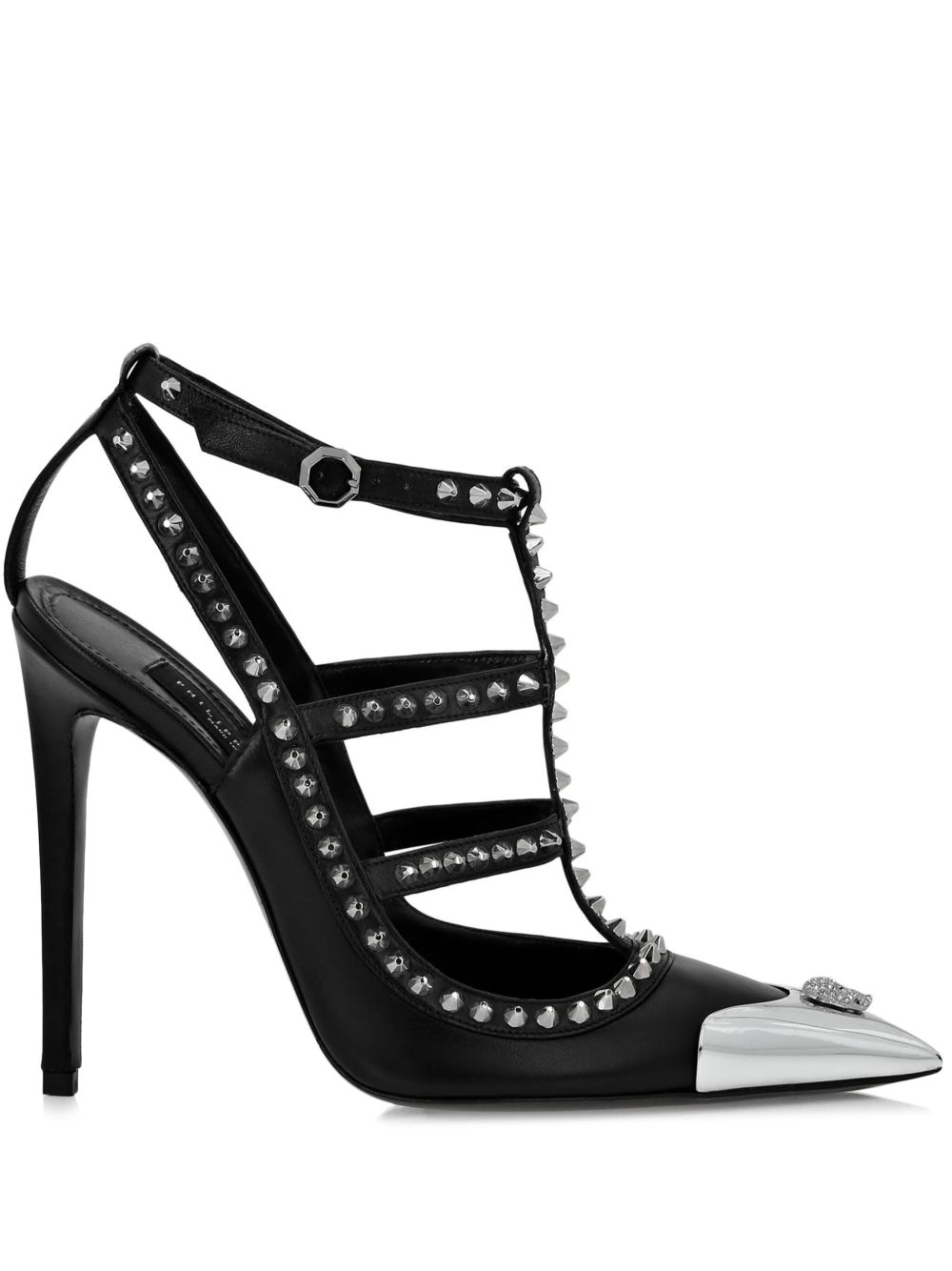 Philipp Plein 铆钉缀饰皮质凉鞋（12厘米） - 黑色