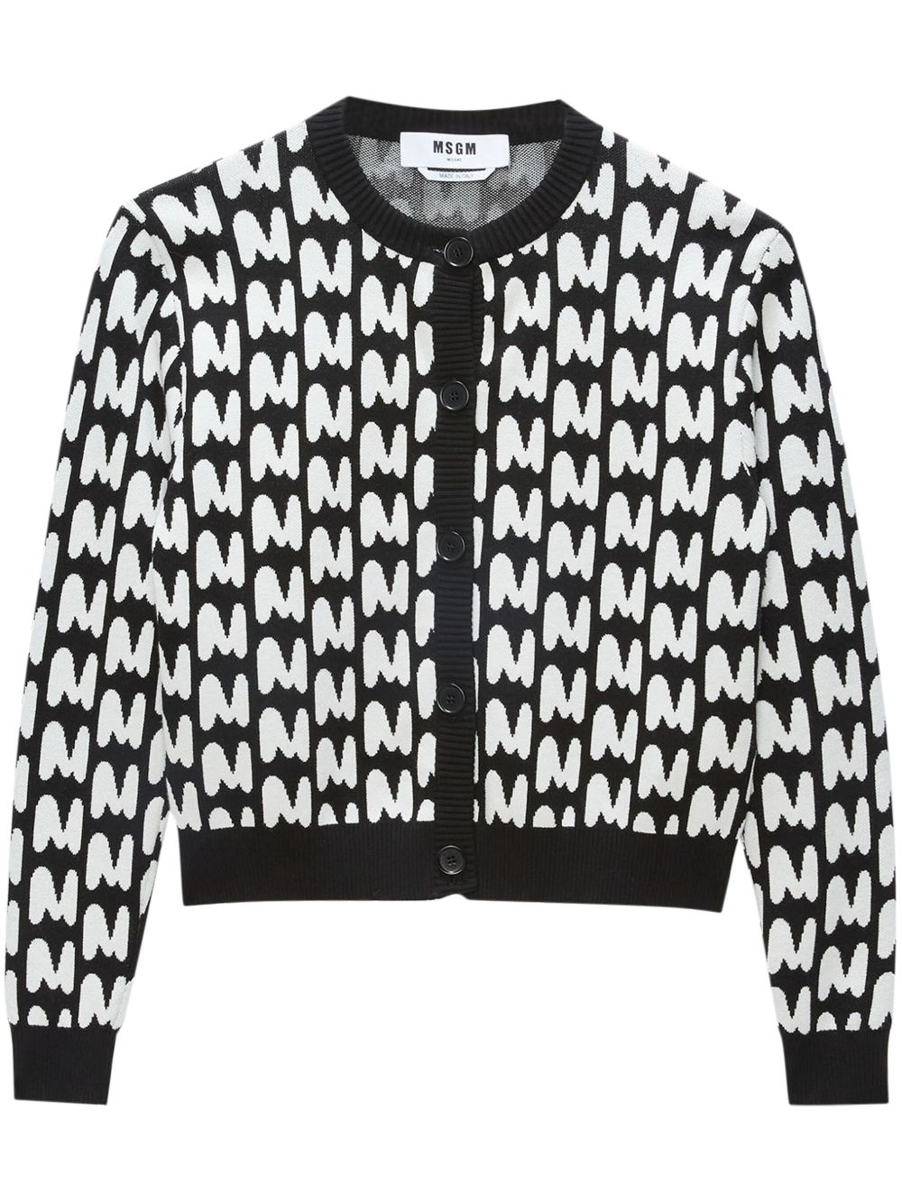 MSGM logo嵌花针织开衫 - 黑色