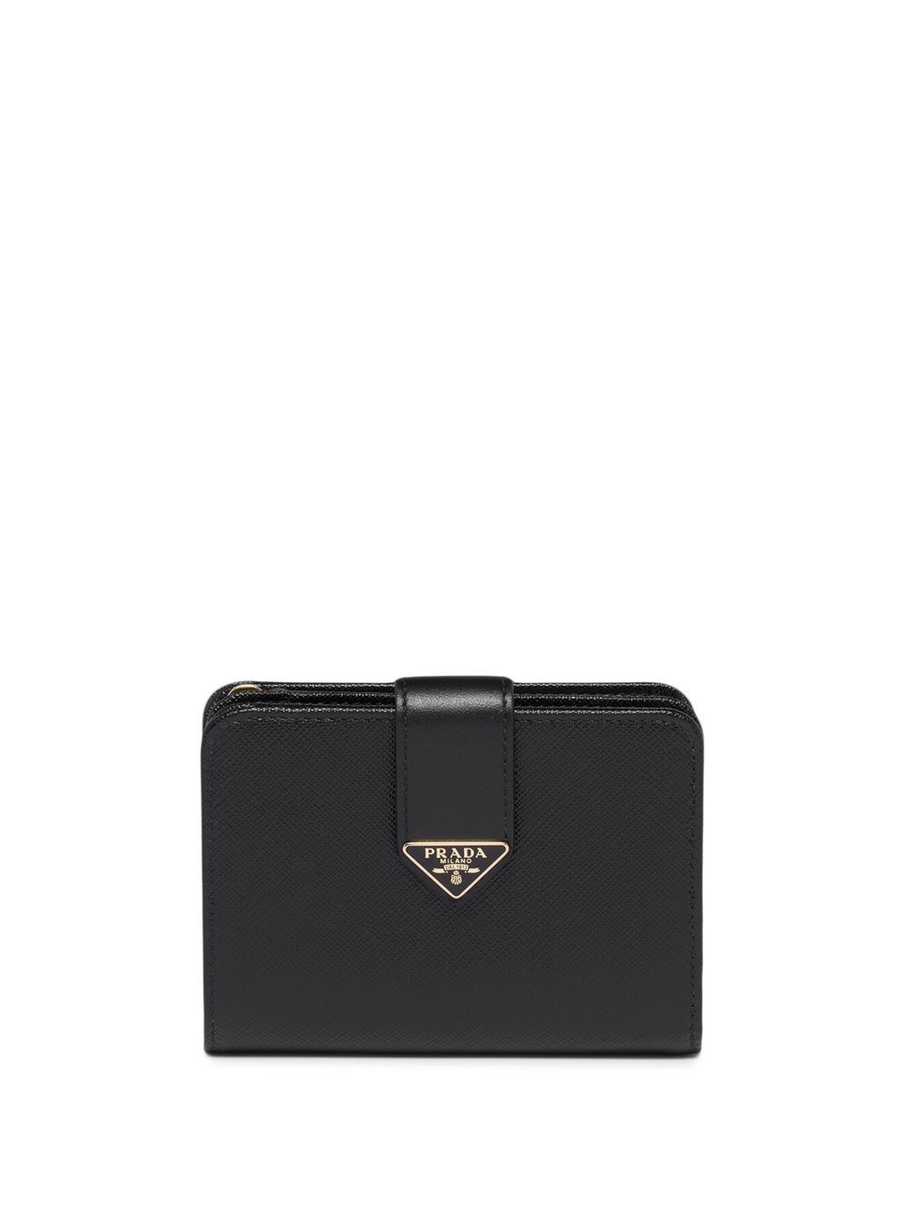Prada logo细节皮质钱包 - 黑色