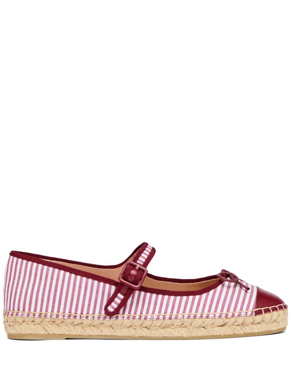 Malone Souliers 条纹平底草编鞋 - 红色