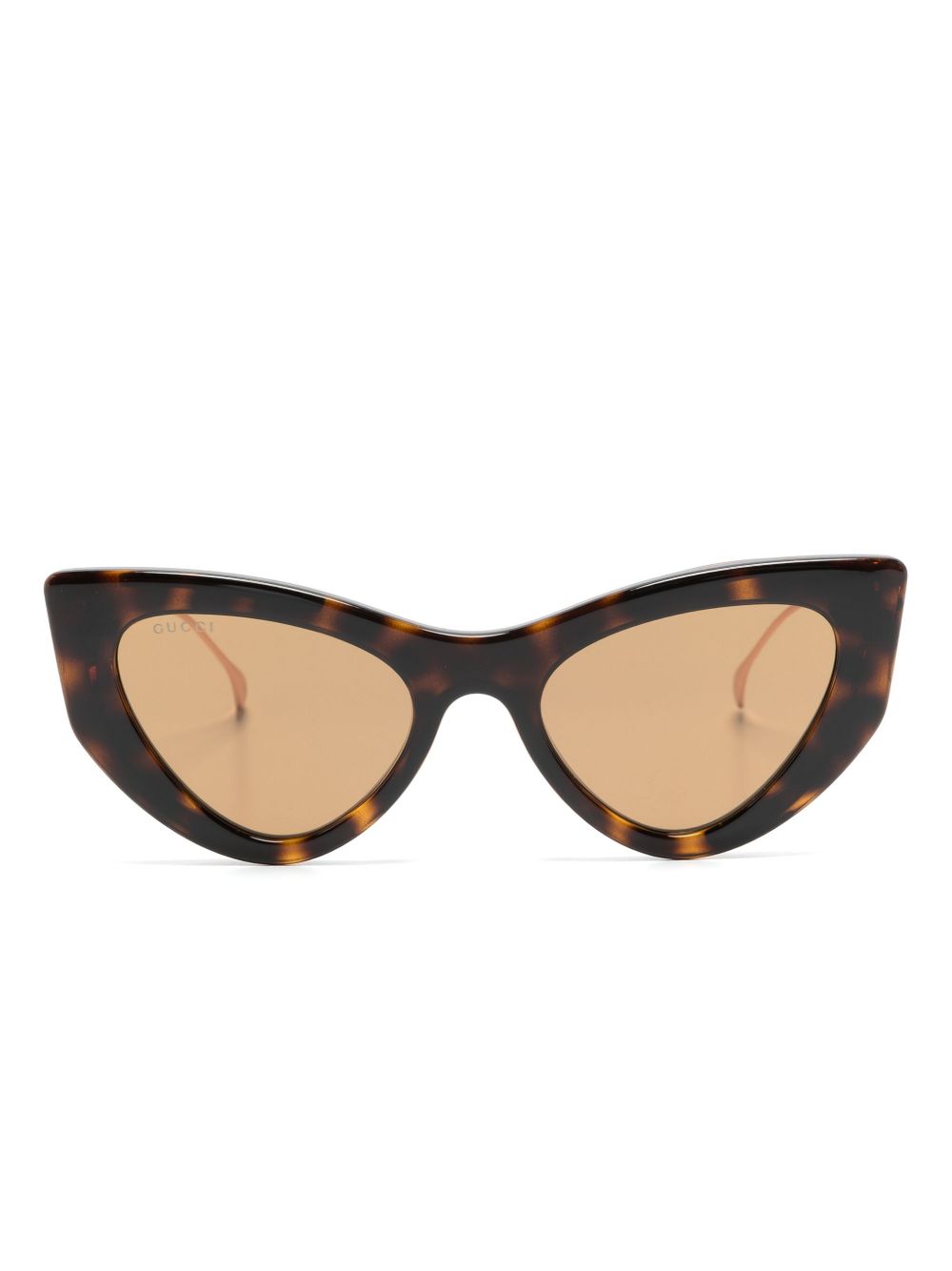 Gucci Eyewear 玳瑁纹效果猫眼框太阳眼镜 - 褐色