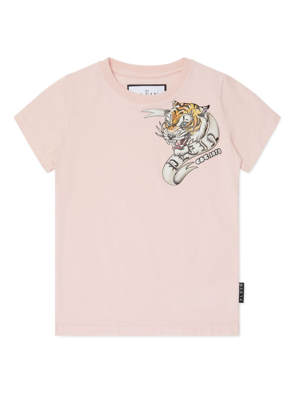 Philipp Plein Junior 老虎印花棉T恤 - 粉色