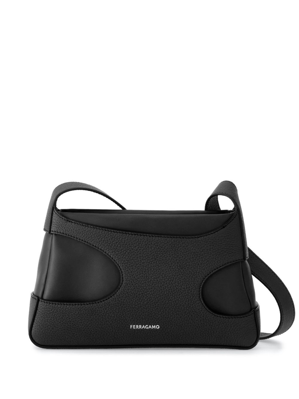 Ferragamo 镂空细节皮质迷你包 - 黑色