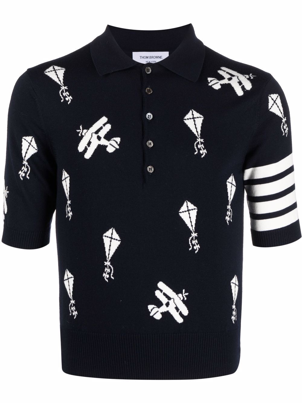 Thom Browne Sky Icons 嵌花polo衫 - 蓝色