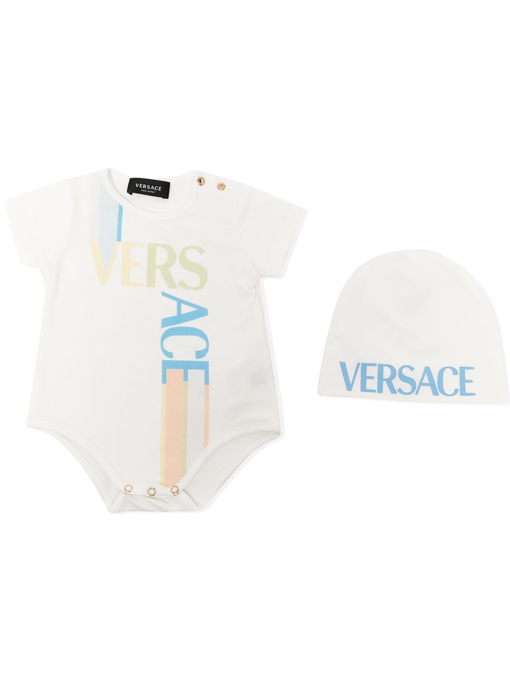 Versace Kids 范思哲 logo印花连体衣 - 白色