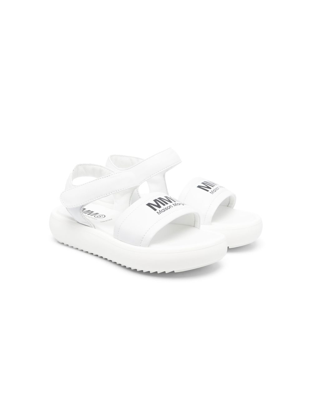 MM6 Maison Margiela Kids logo绊带魔术贴凉鞋 - 白色
