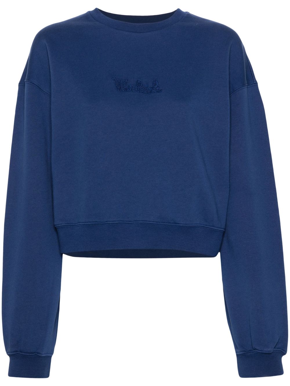 Woolrich logo刺绣棉卫衣 - 蓝色