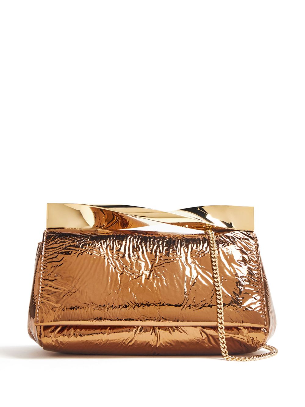 Aquazzura Twist 皮质迷你手拿包 - 金色