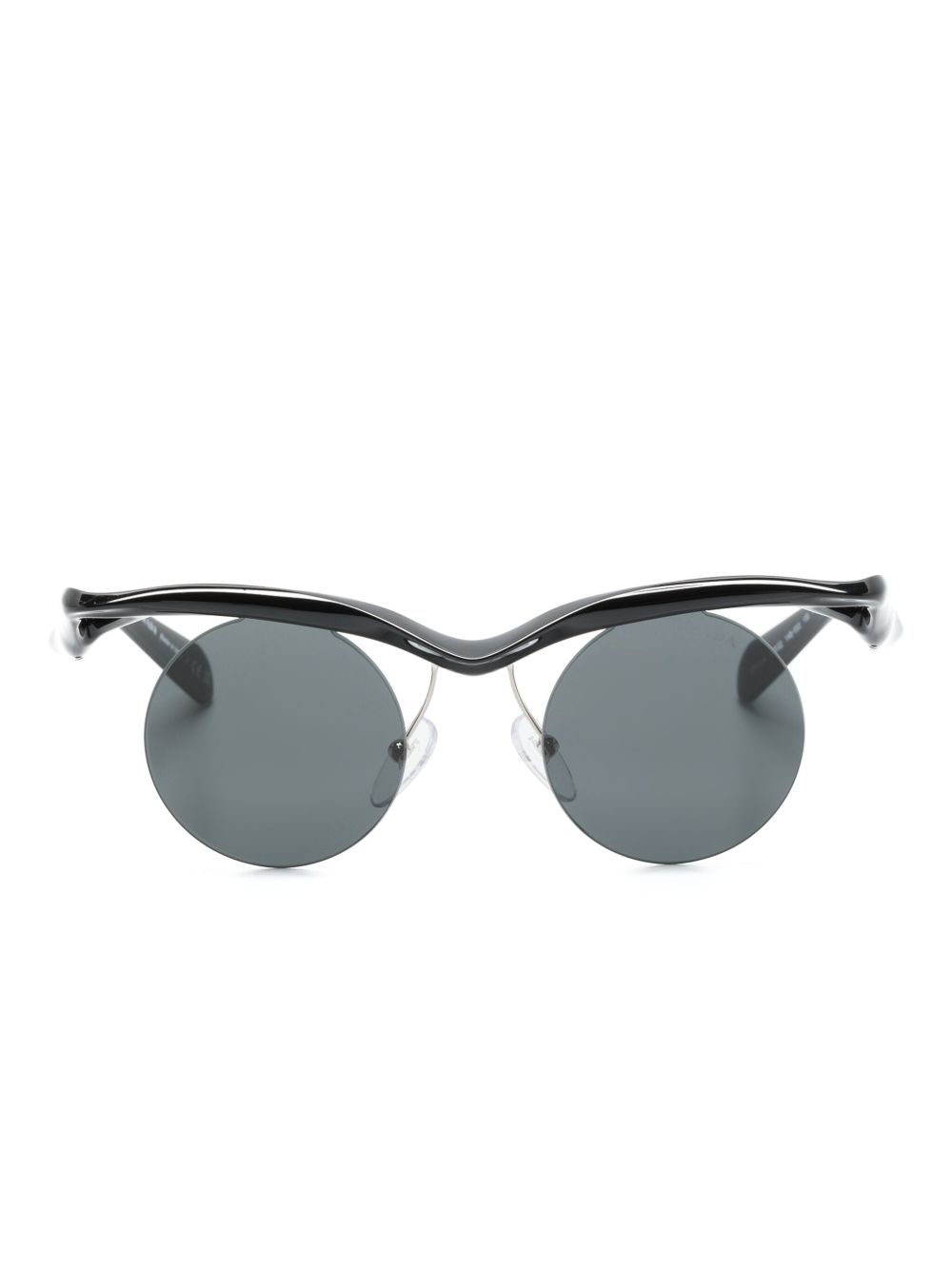 Prada Eyewear Runway 圆框太阳眼镜 - 黑色