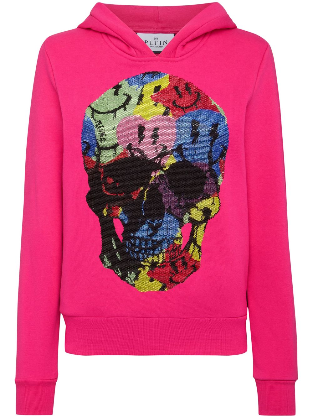 Philipp Plein 骷髅头印花棉连帽衫 - 粉色