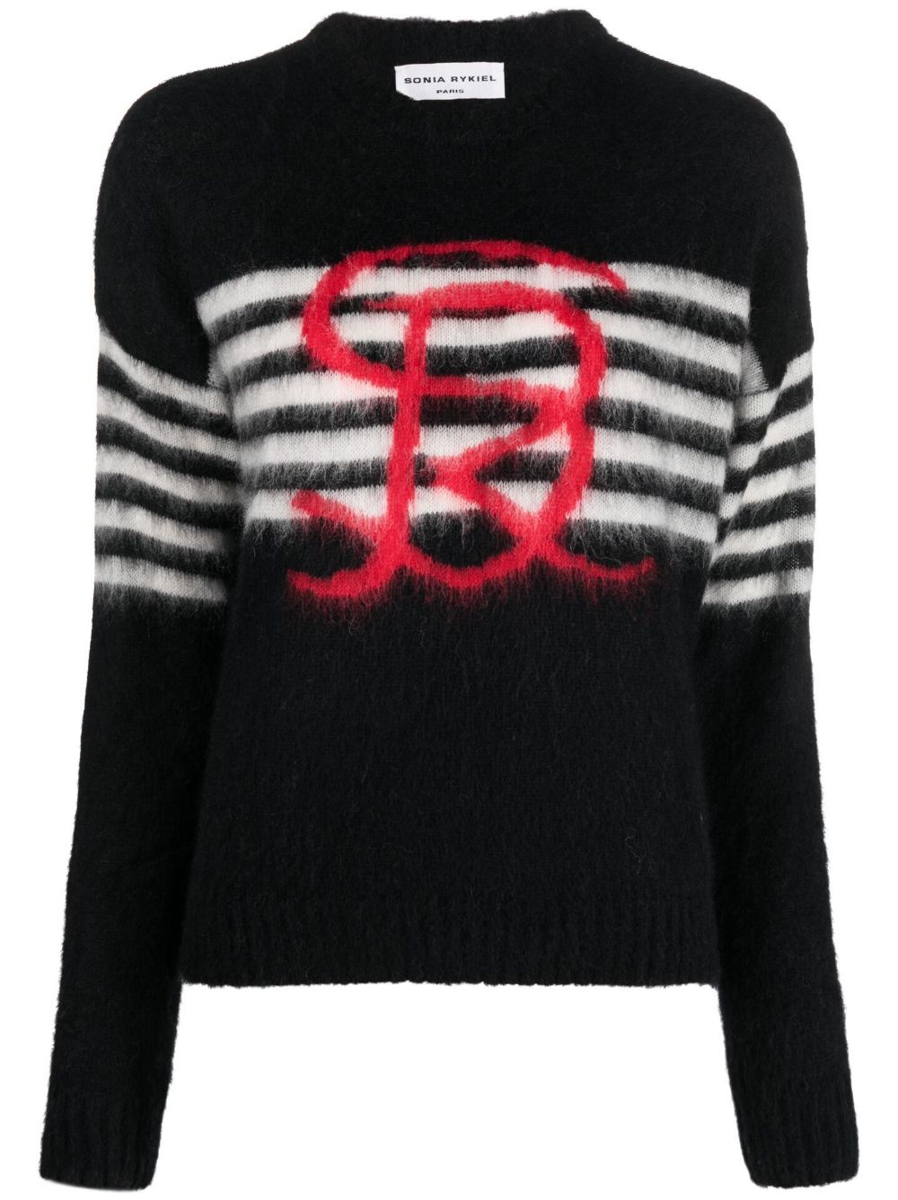 Sonia Rykiel logo嵌花针织毛衣 - 黑色