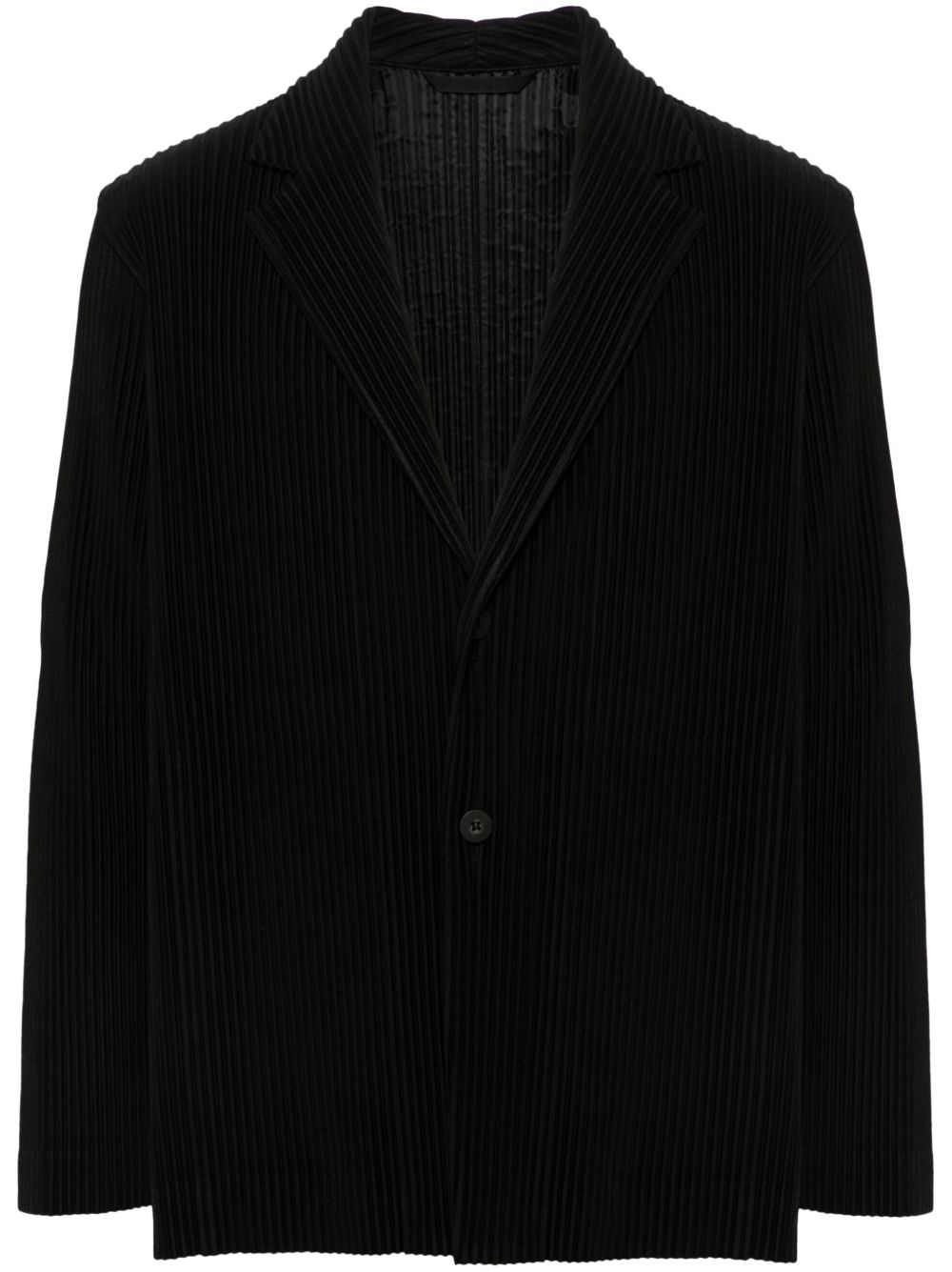 Homme Plissé Issey Miyake 细褶西装夹克 - 黑色
