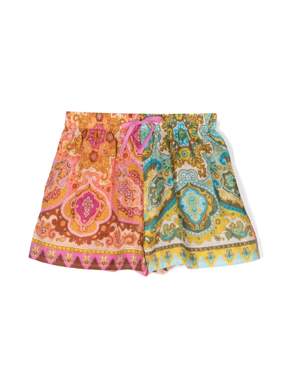 ZIMMERMANN Kids 佩斯理印花棉短裤 - 粉色
