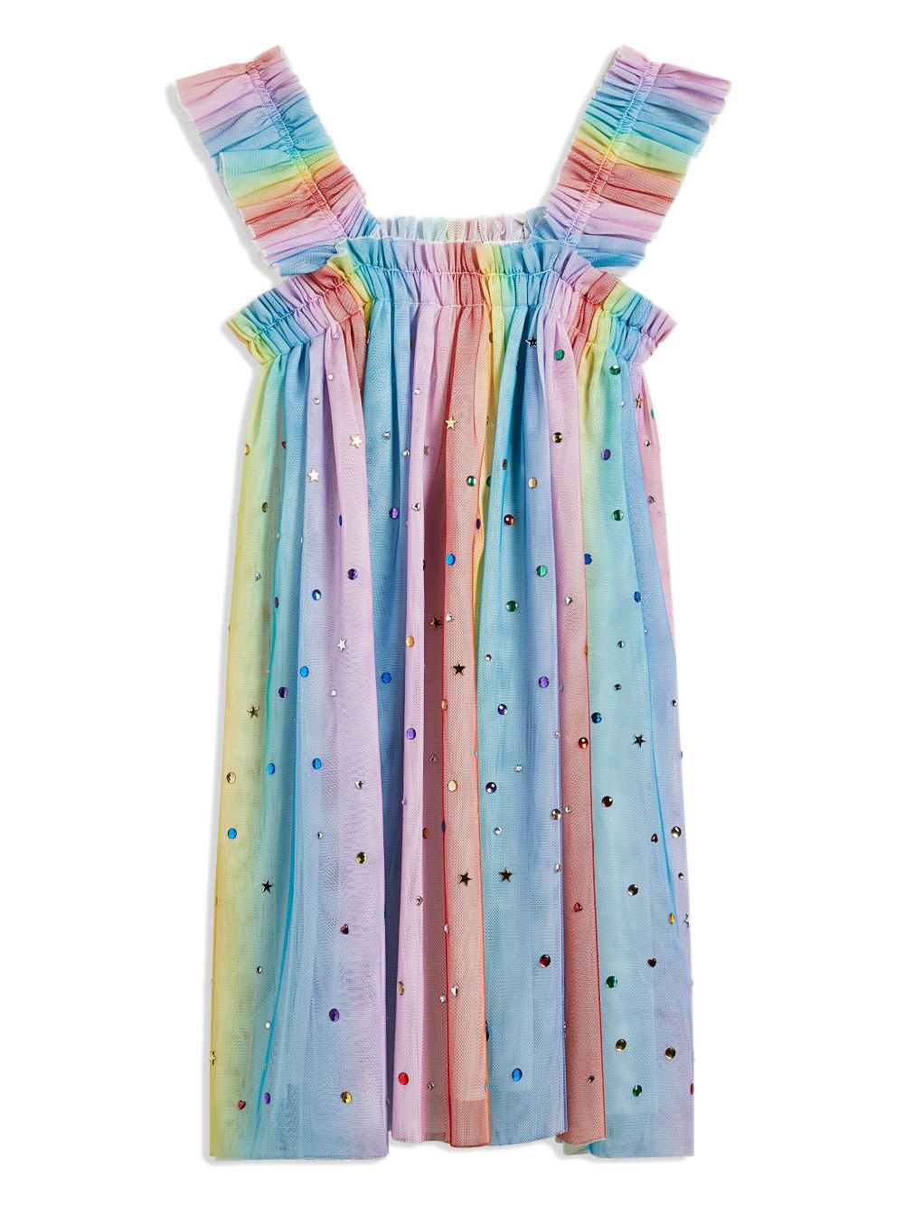 Stella McCartney Kids 彩虹褶饰连衣裙 - 彩色