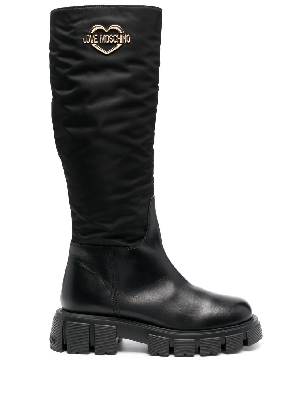 Love Moschino logo标牌高筒靴 - 黑色