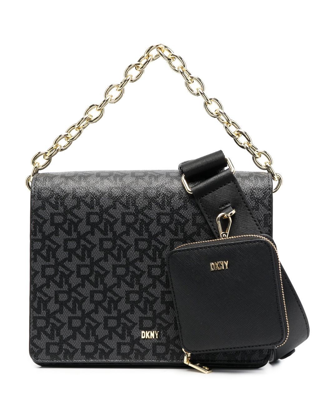 DKNY 经典logo印花手提包 - 黑色
