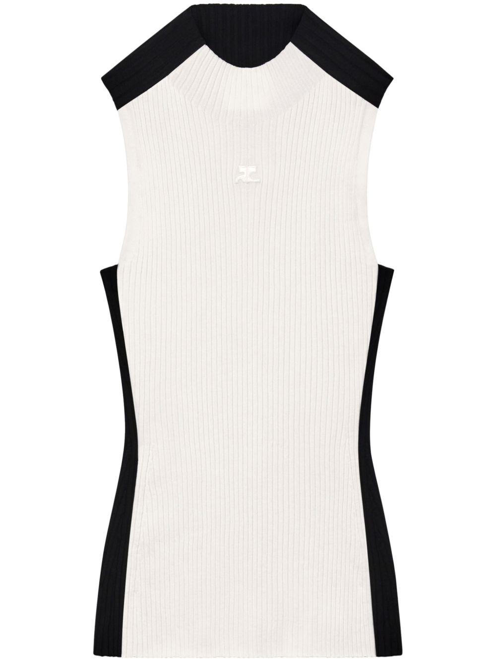 Courrèges Contrast Frame 罗纹坦克背心 - 黑色