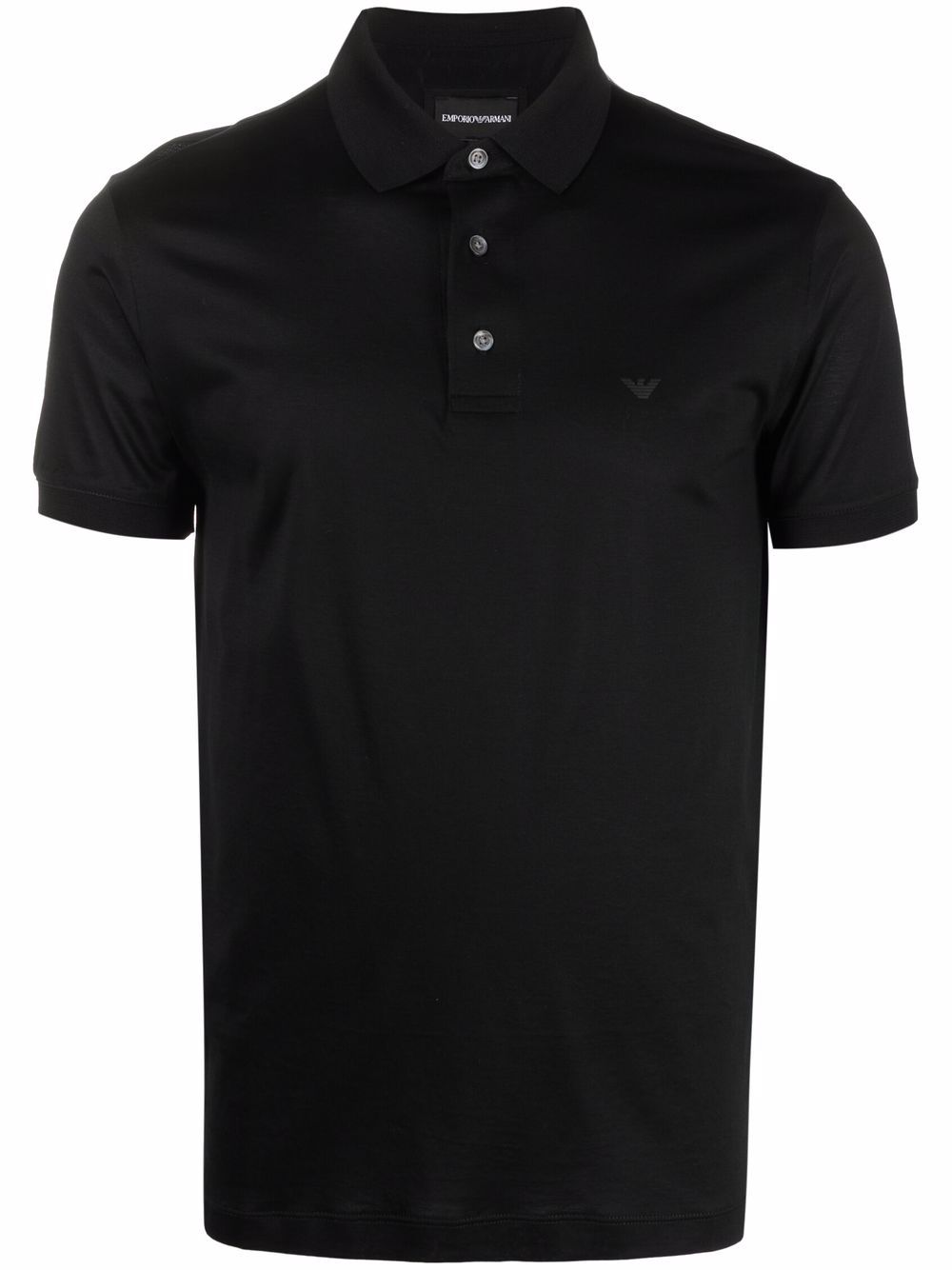 Emporio Armani logo刺绣polo衫 - 黑色
