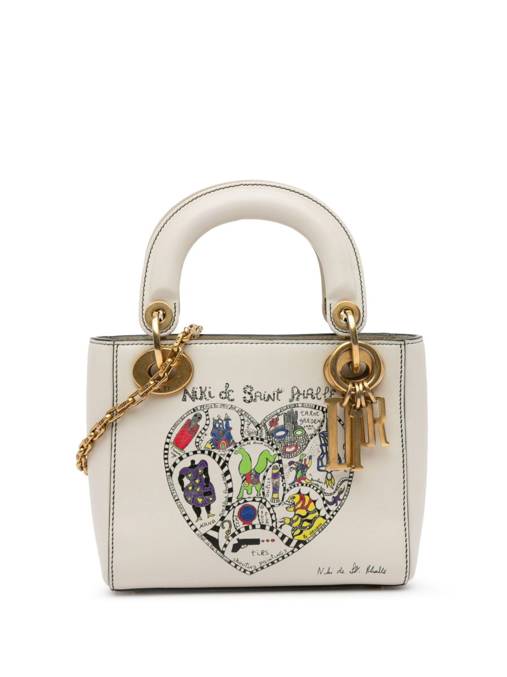 Christian Dior Pre-Owned Niki de Saint Phalle Lady Dior 迷你小牛皮斜挎包（2017年典藏款） - 白色