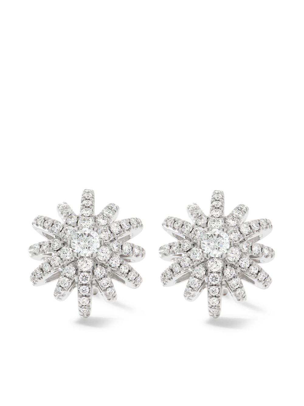 David Yurman Starbust 18K白金钻石耳环 - 银色