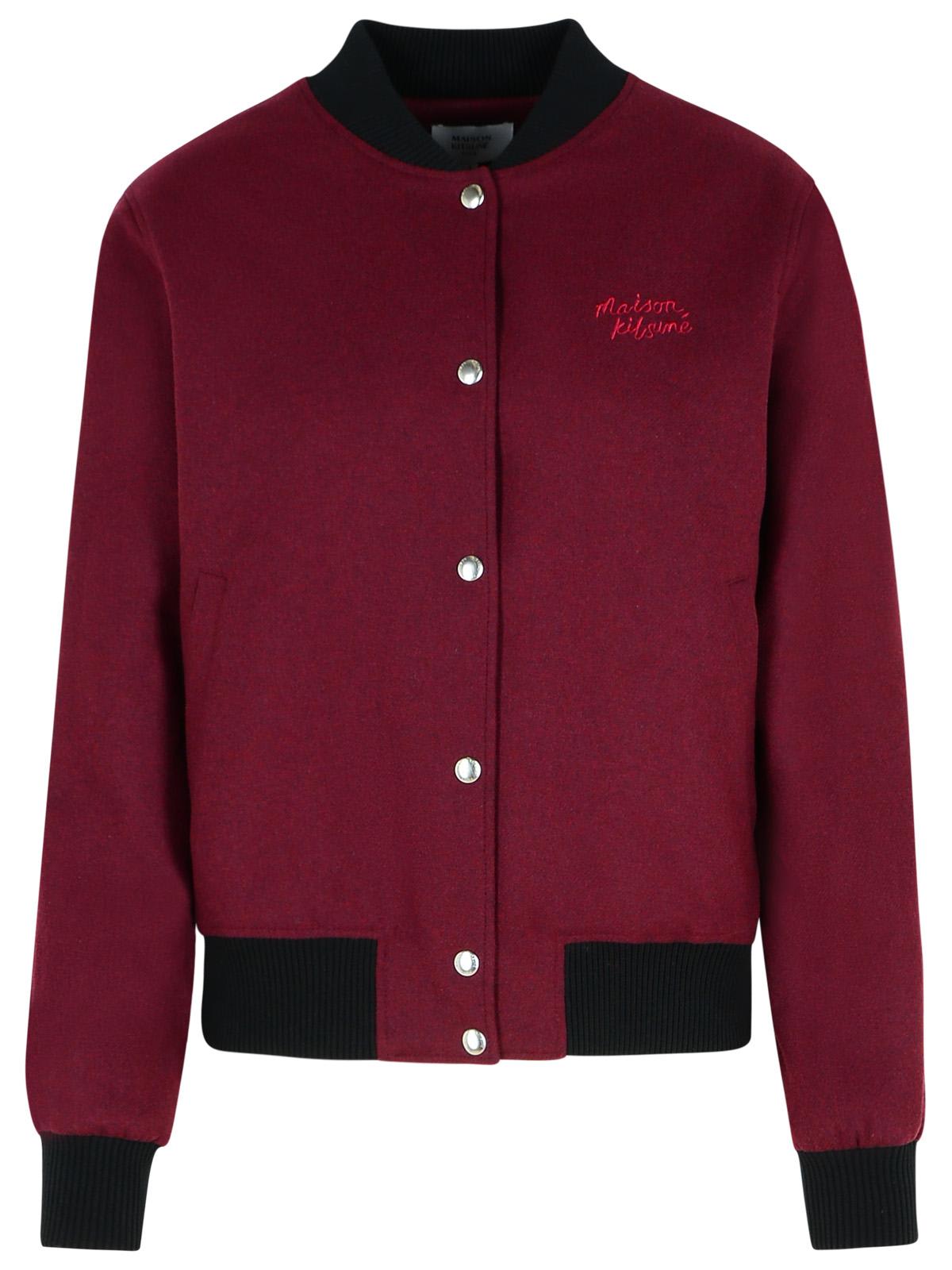 Maison Kitsuné 泰迪绒勃艮第红法兰绒飞行夹克