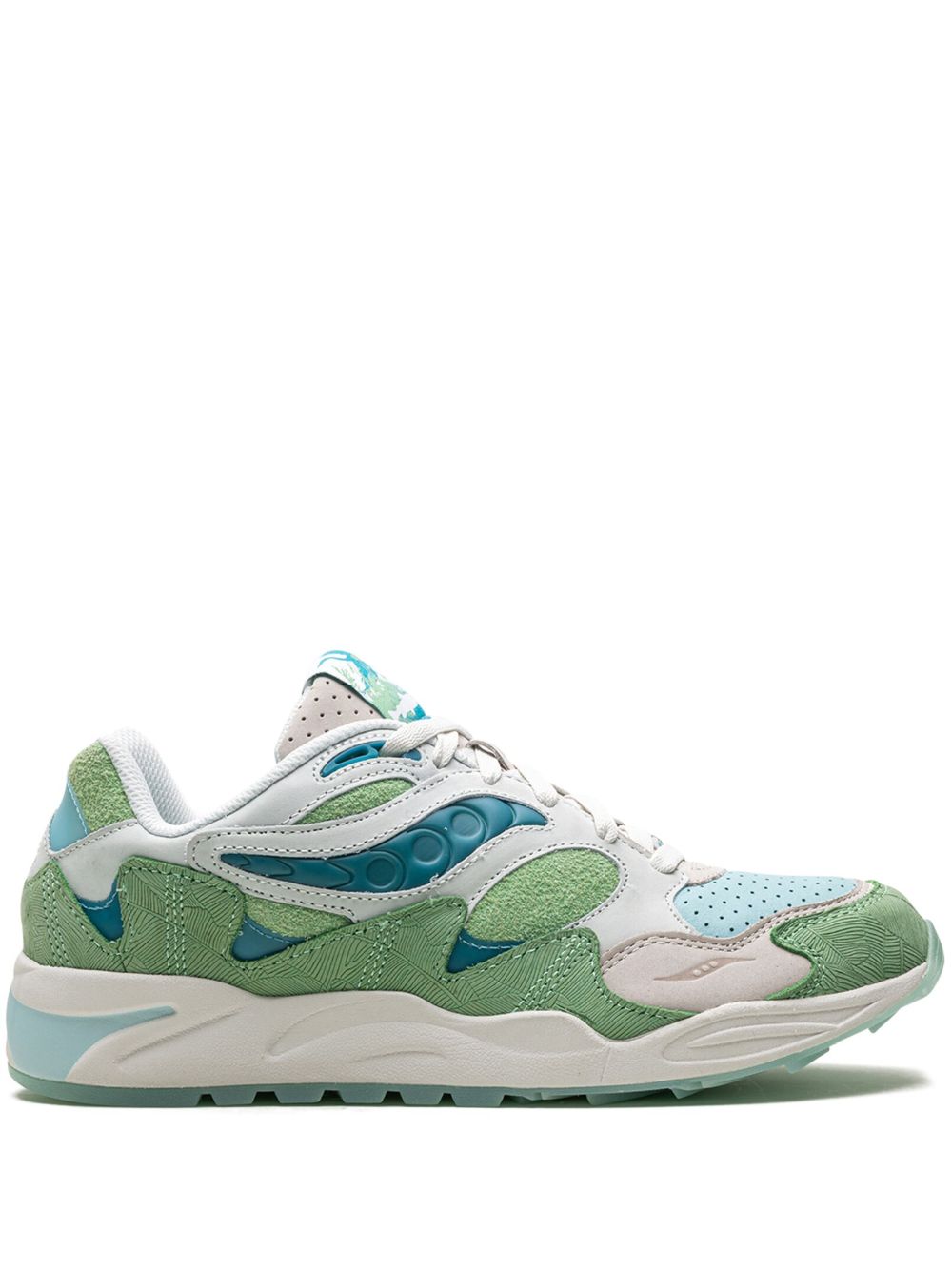 Saucony Grid Shadow 2 拼接绒面皮运动鞋 - 绿色