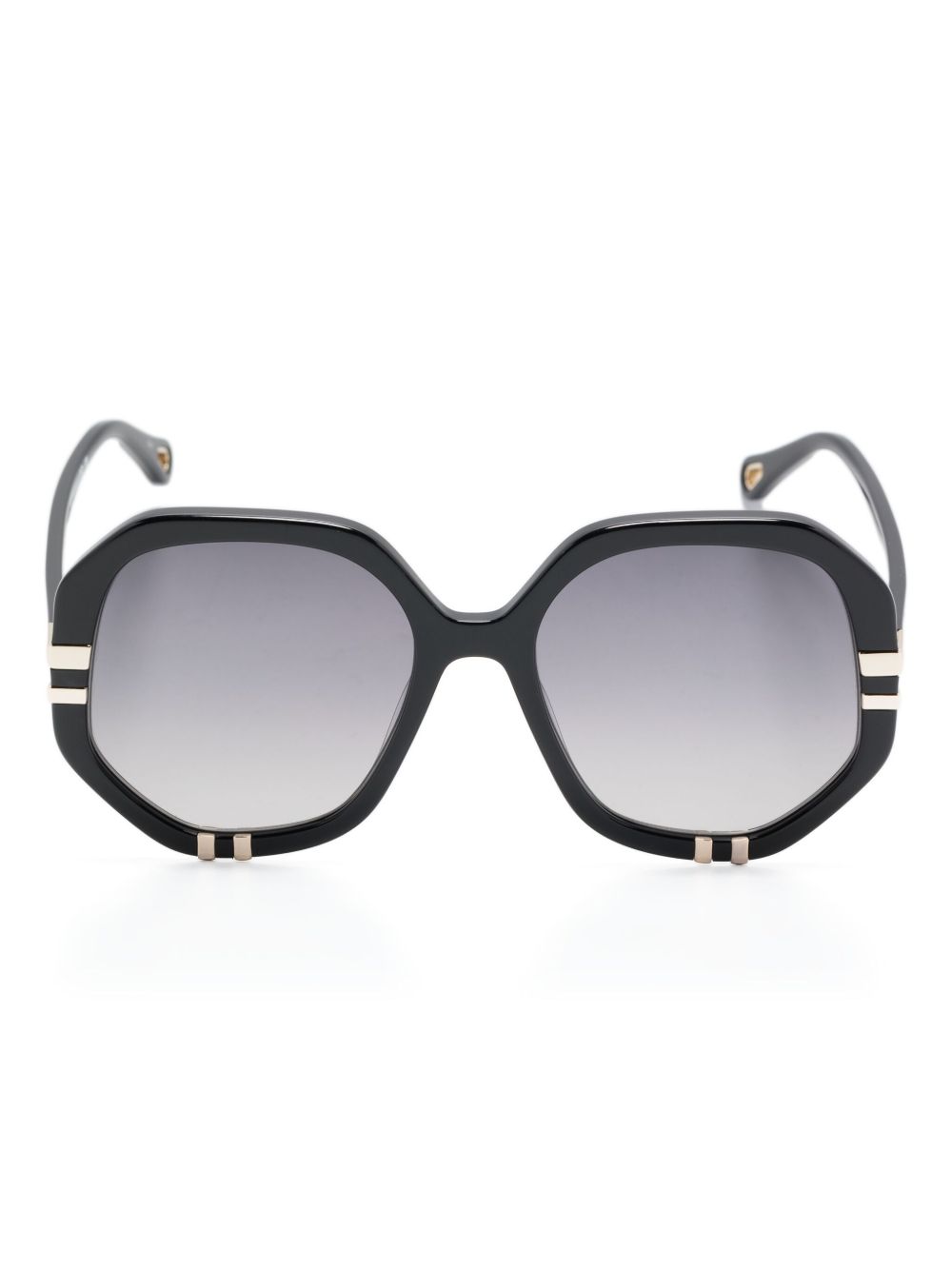 Chloé Eyewear logo凹面压花方框眼镜 - 黑色