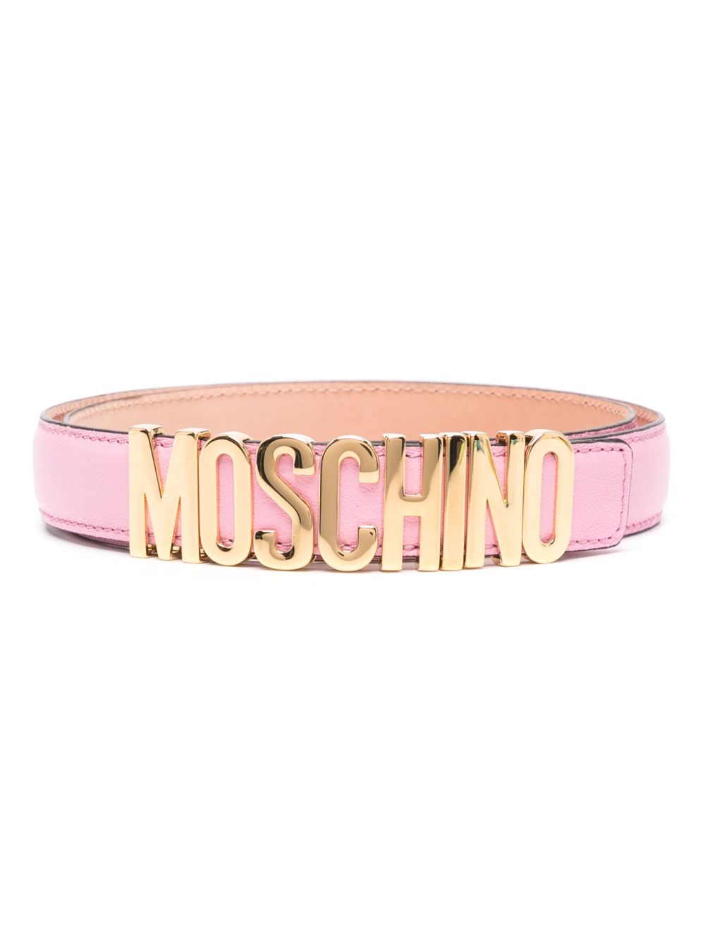 Moschino logo皮质腰带 - 粉色