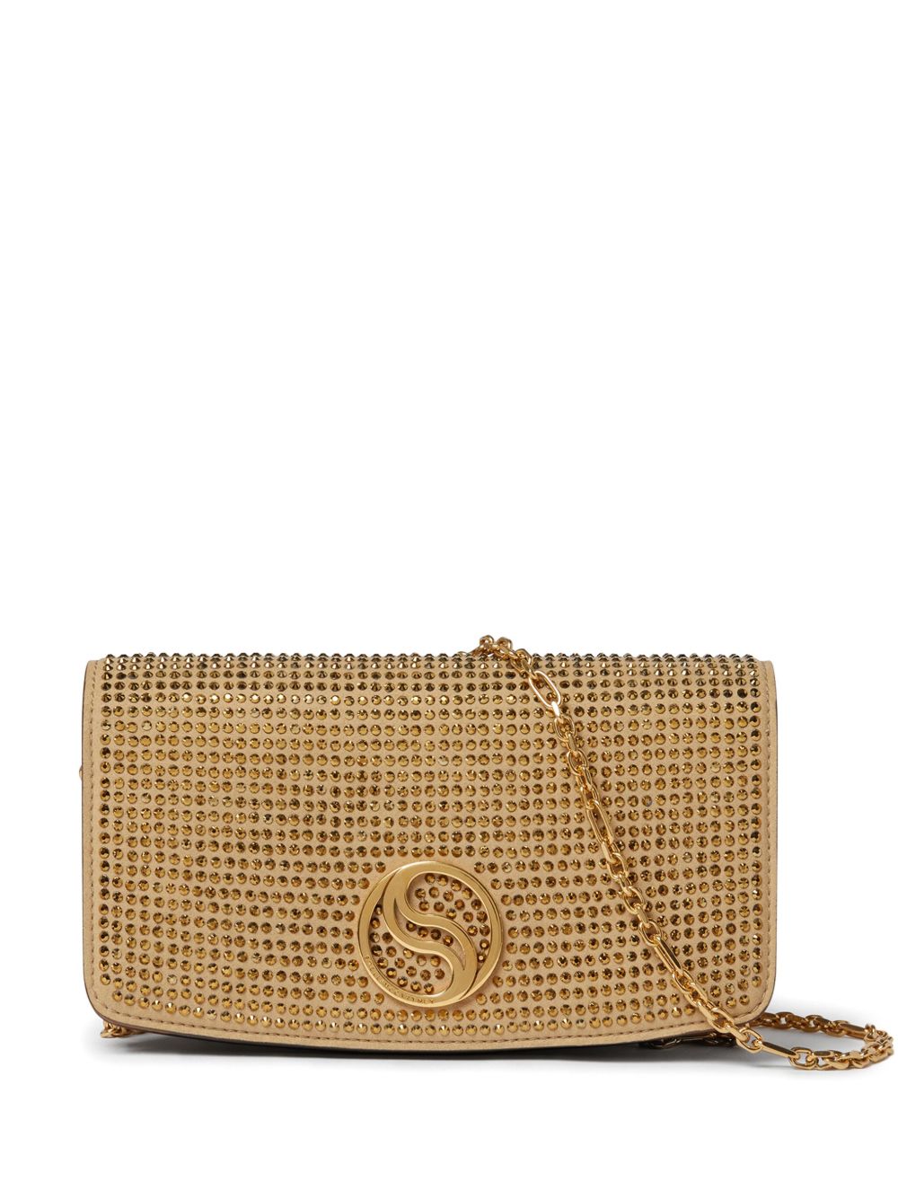 Stella McCartney S-Wave 晶饰搭链钱包 - 金色