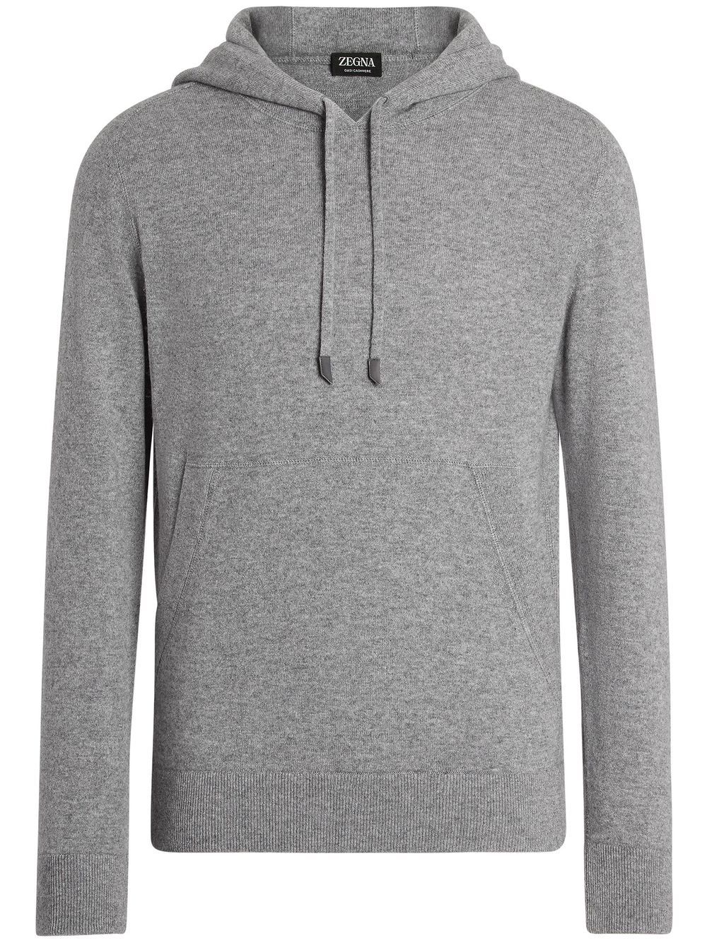 Zegna 抽绳羊绒连帽衫 - 灰色