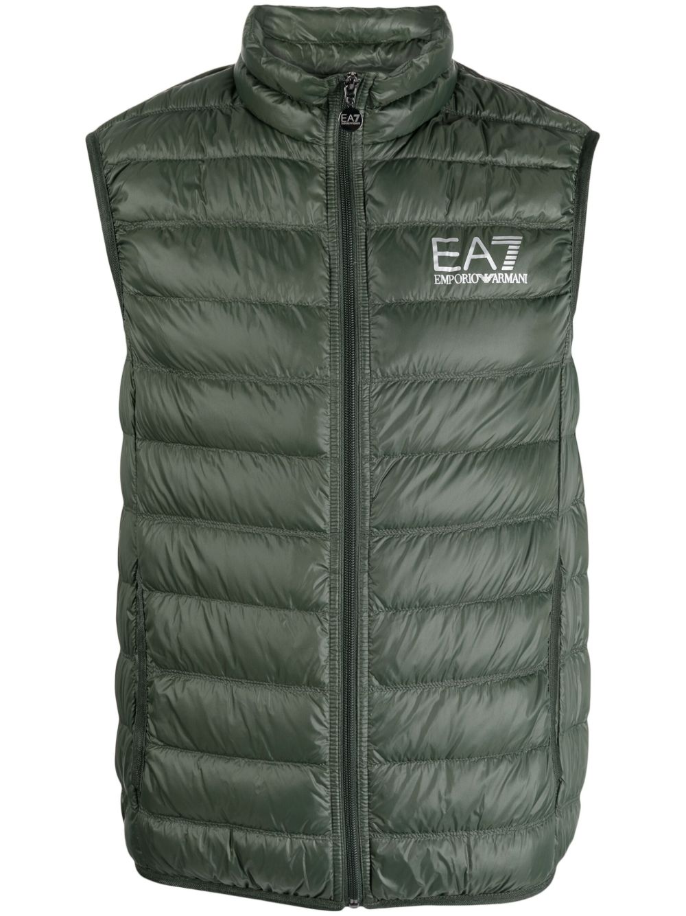 Ea7 Emporio Armani logo印花填充羽绒马甲 - 绿色