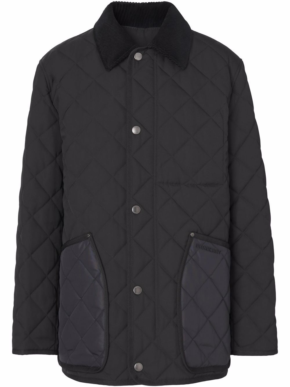 Burberry 灯芯绒衣领绗缝夹克 - 黑色