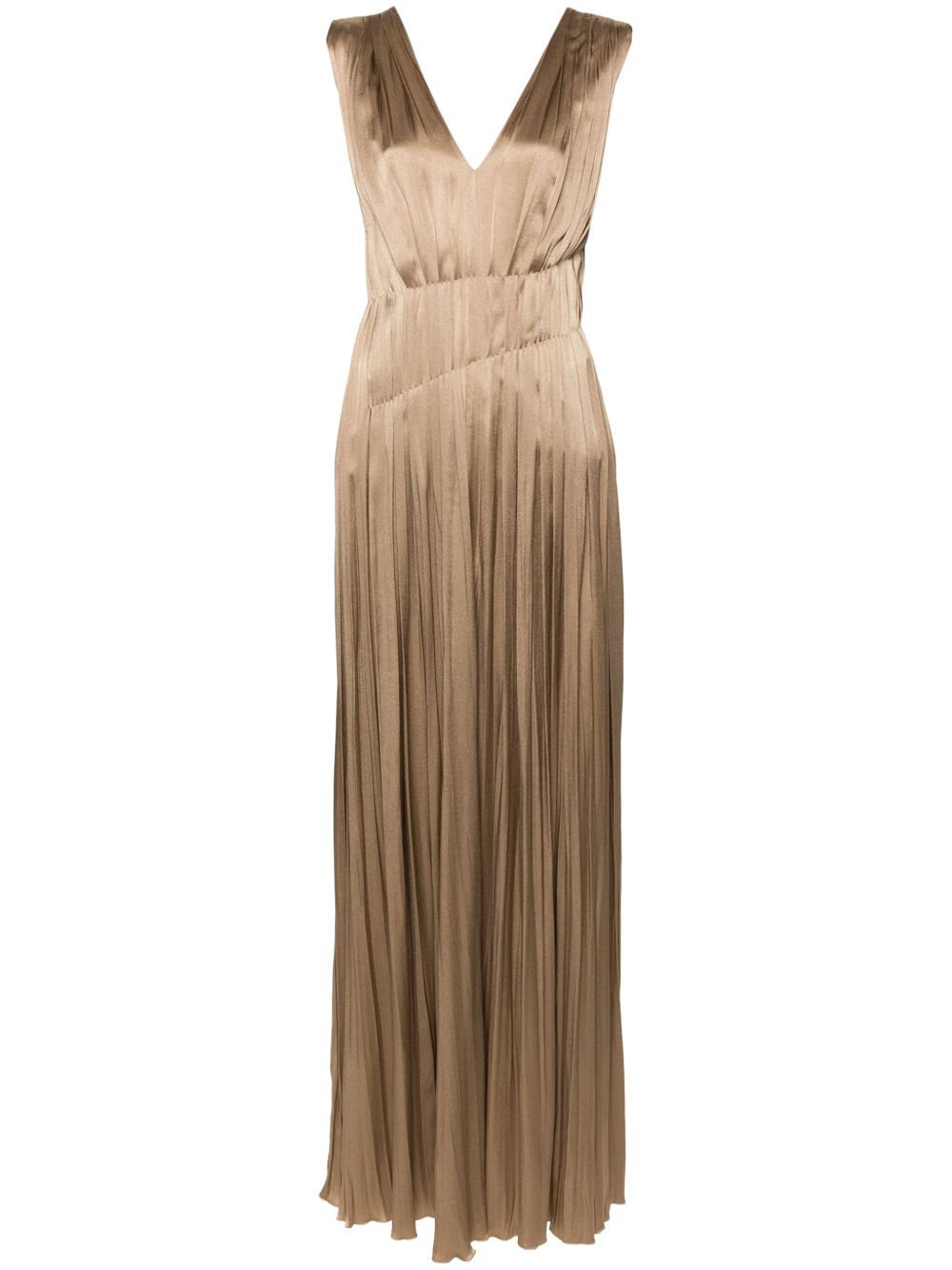 Alberta Ferretti 无袖褶饰缎面礼服 - 中性色