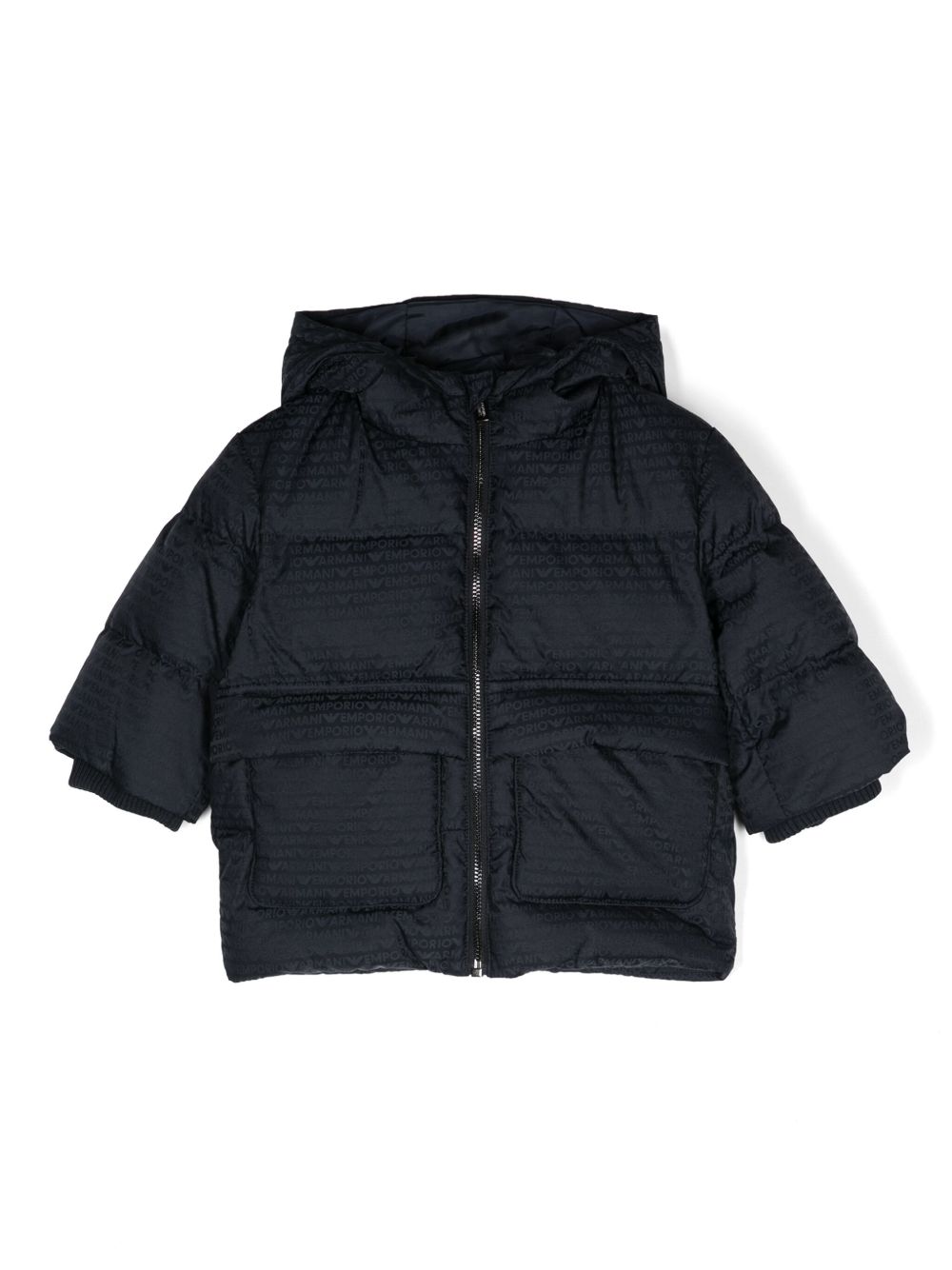 Emporio Armani Kids logo提花夹克 - 蓝色