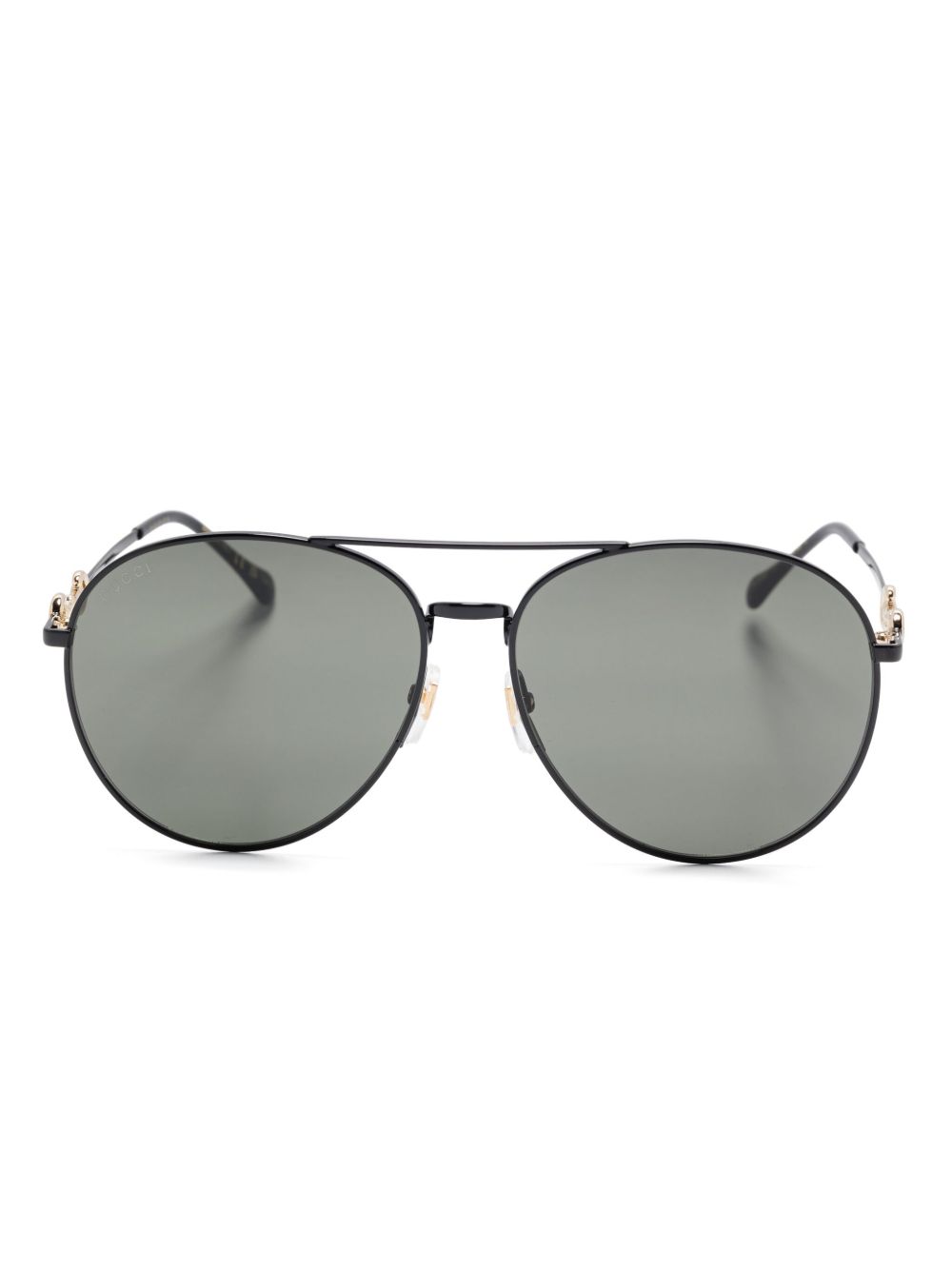 Gucci Eyewear 马衔扣细节太阳眼镜 - 黑色