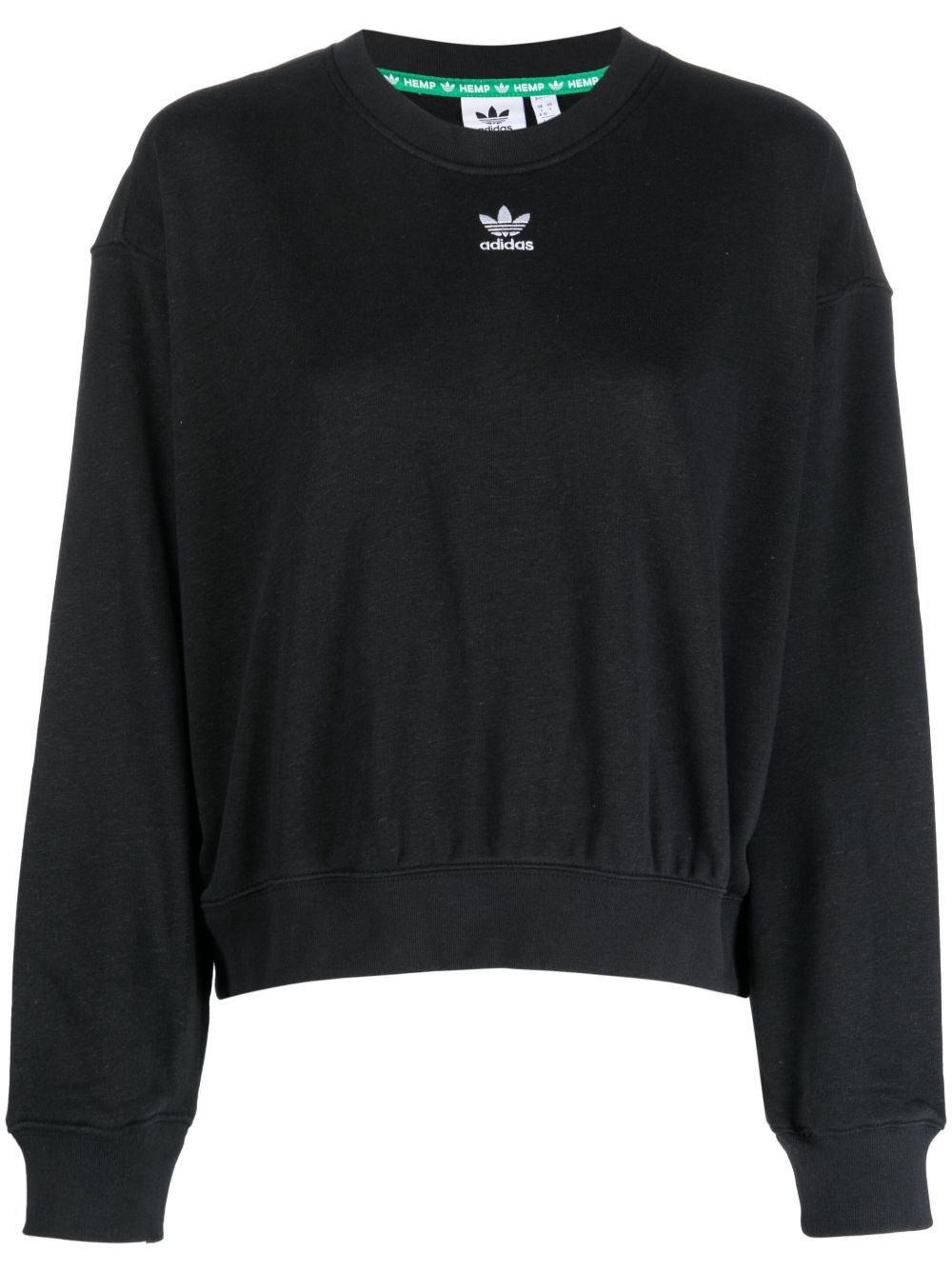 adidas logo刺绣棉卫衣 - 黑色