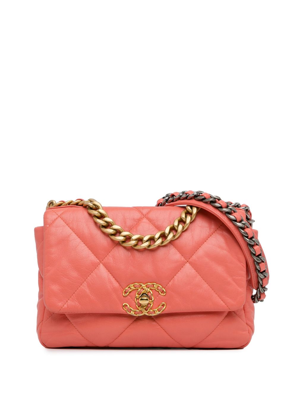 CHANEL Pre-Owned Medium Lambskin 19 Flap 斜挎包（2020年典藏款） - 粉色