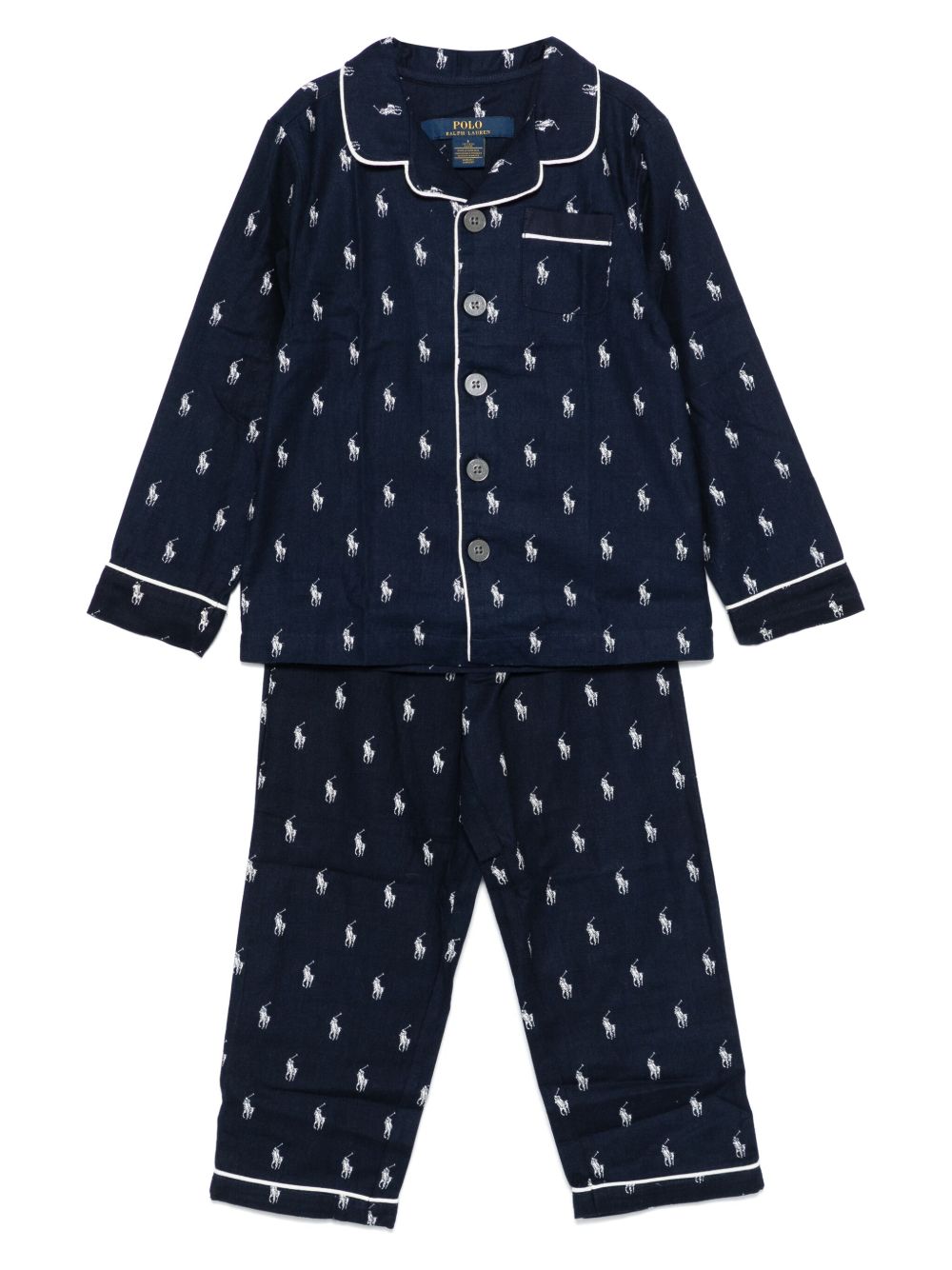 POLO RALPH LAUREN KIDS Polo Pony 图案睡衣套装 - 蓝色