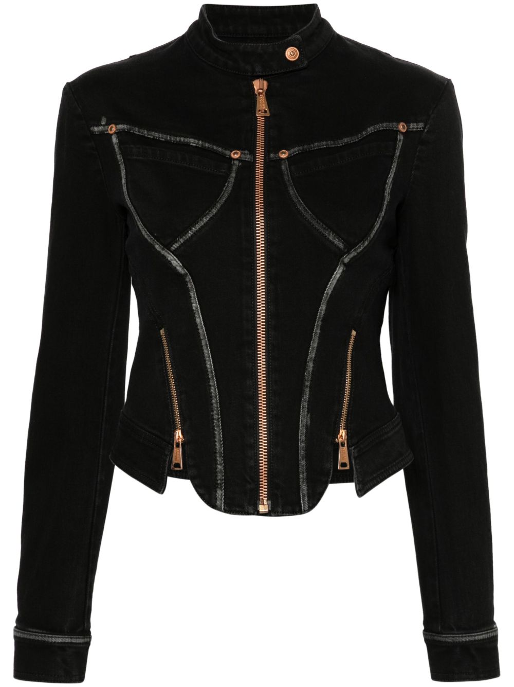 Versace Jeans Couture 拉链细节牛仔夹克 - 黑色