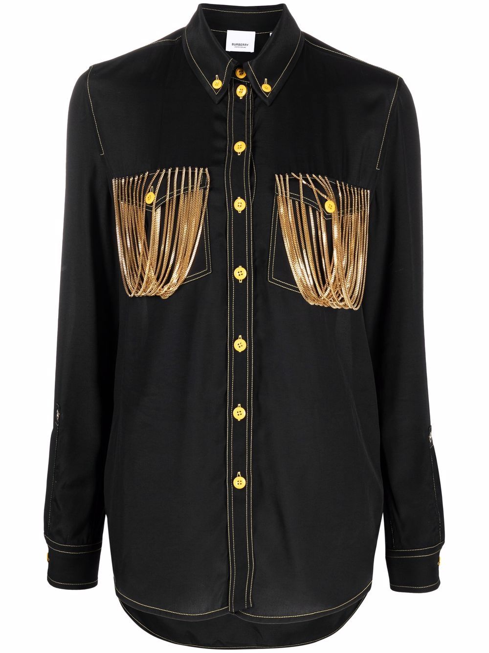 Burberry 搭链口袋细节衬衫 - 黑色