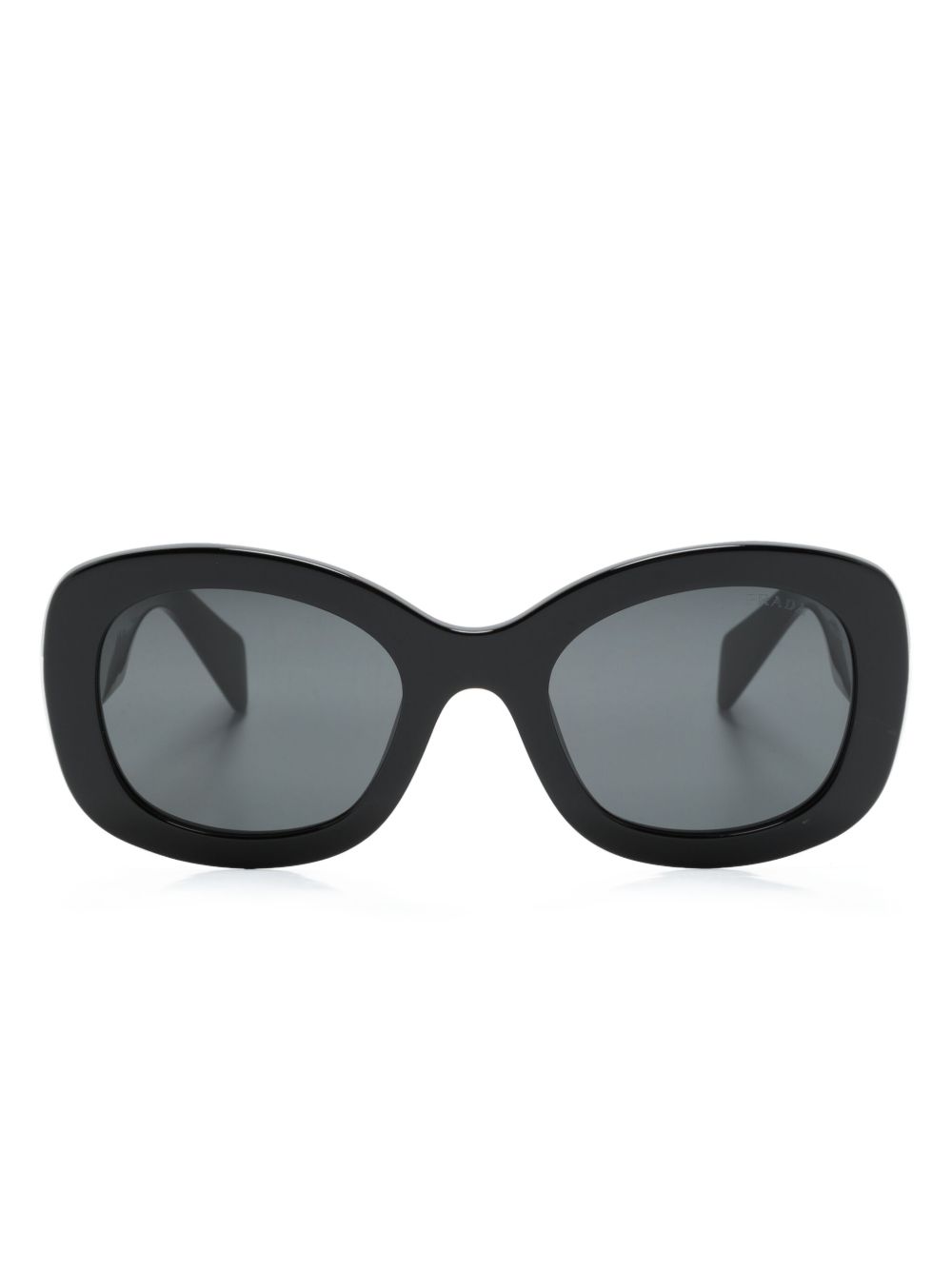 Prada Eyewear logo压纹超大框太阳眼镜 - 黑色