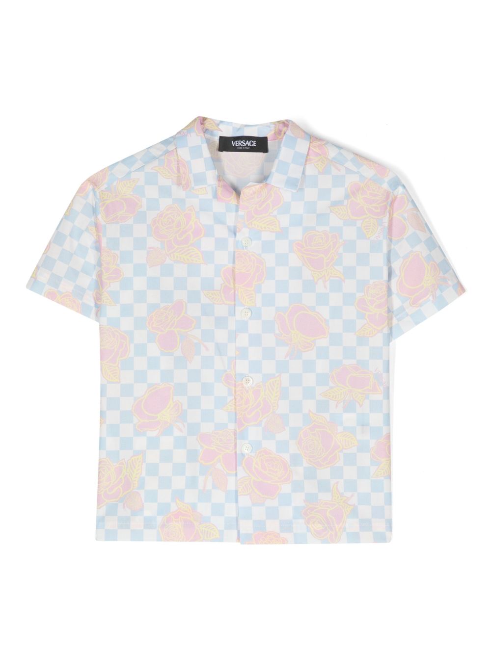 Versace Kids Rose Contrasto 衬衫 - 蓝色