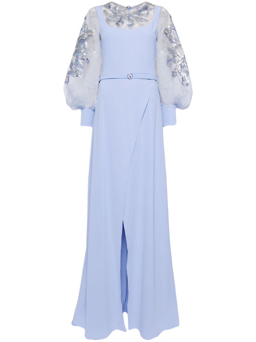 Saiid Kobeisy 珠饰绉纱礼服 - 蓝色