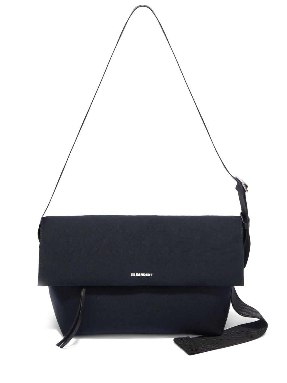Jil Sander logo印花棉单肩包 - 蓝色