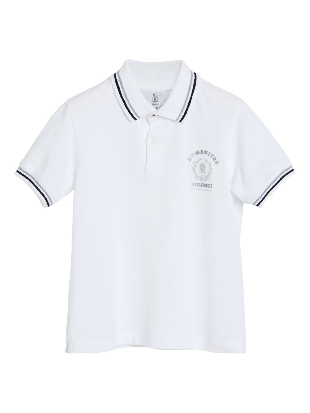 Brunello Cucinelli Kids 印花棉珠地布polo衫 - 白色