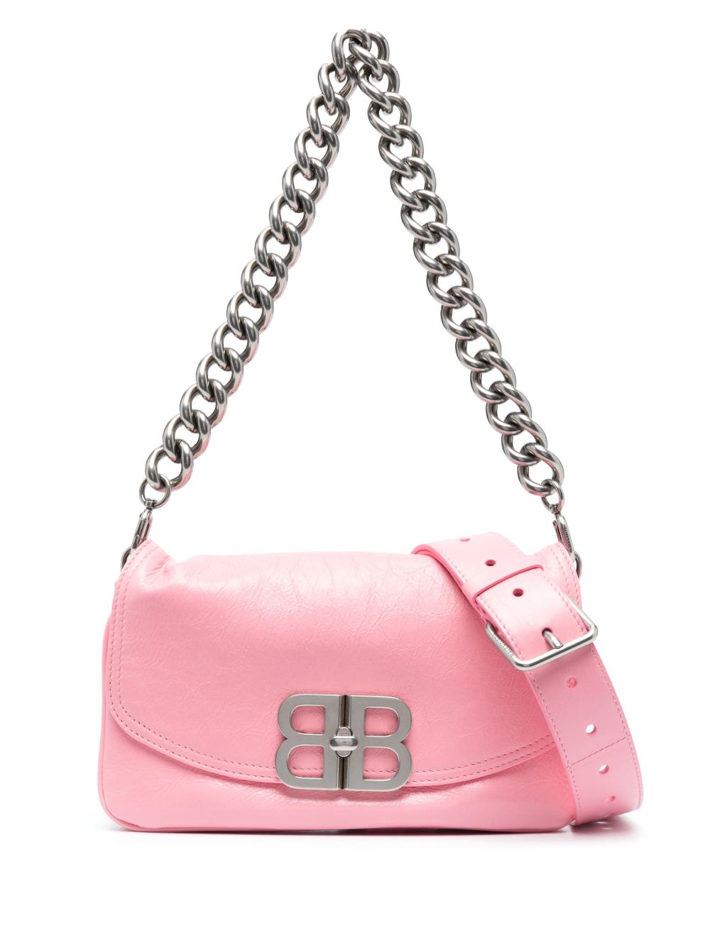Balenciaga BB Soft Flap 皮质小号单肩包 - 粉色