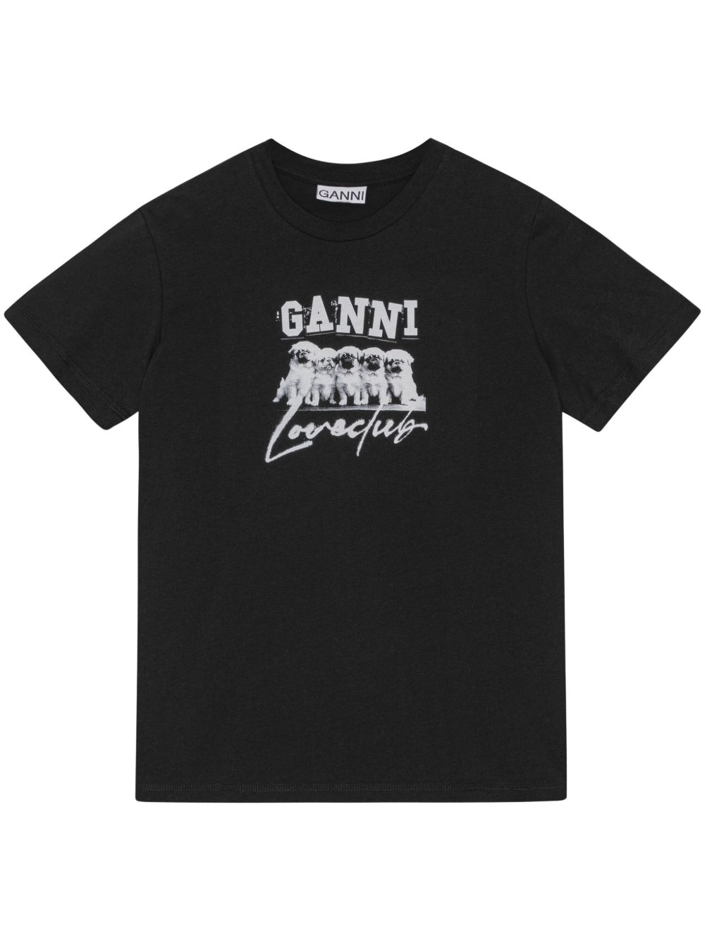 GANNI 小狗印花棉T恤 - 黑色