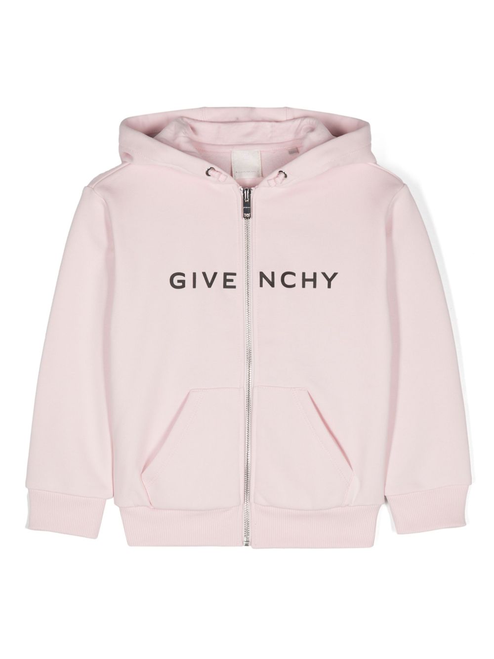 Givenchy Kids logo印花拉链连帽衫 - 粉色