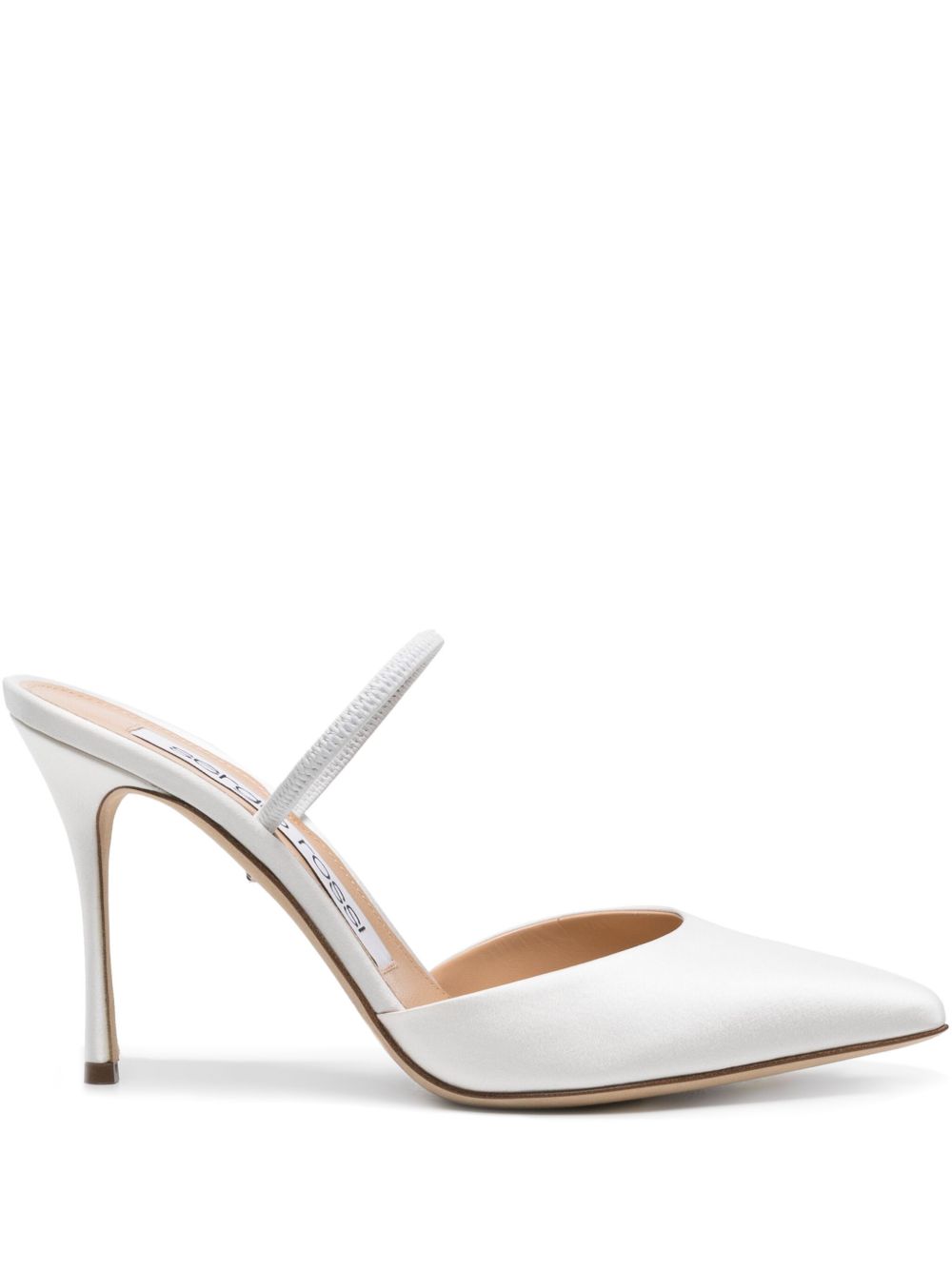 Sergio Rossi Godiva Bridal 缎面高跟穆勒鞋 - 白色